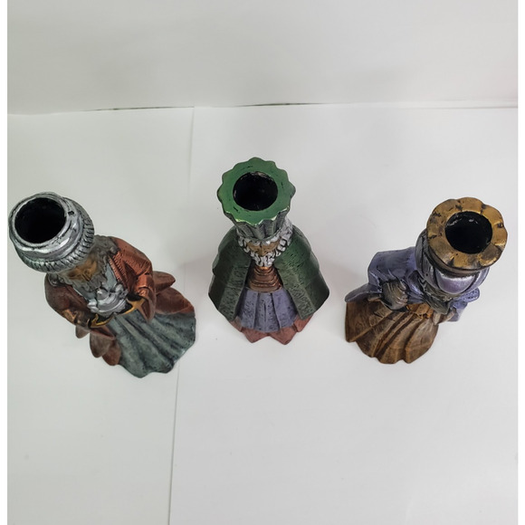Nativity Three Wise Men Candle Stick Holder Composite Mid Century - Picture 3 of 13